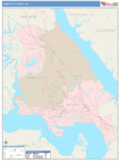 James City County, VA Digital Map Color Cast Style